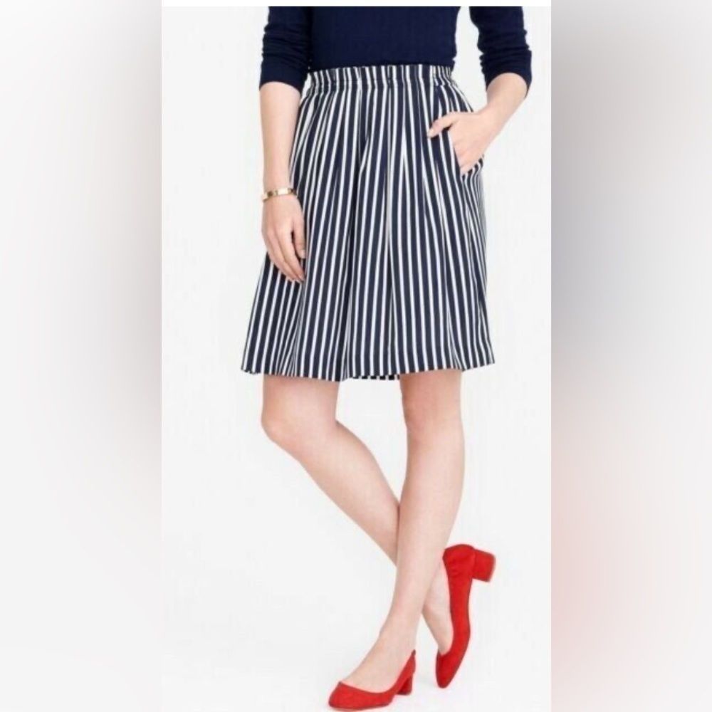 J Crew Factory - Striped pleated midi skirt